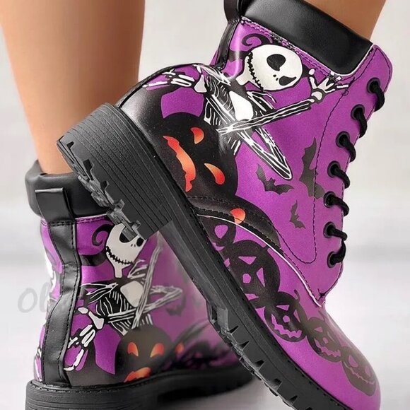 Shoes - COMBAT BOOTS NIGHTMARE BEFORE CHRISTMAS SZ 7.5 JACK SKELLINGTON KAWAII SCARY